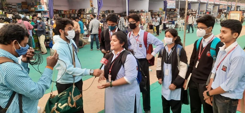 LFJC Lit Club students interviewed by television press and news media at the Hyderabad Book Fair