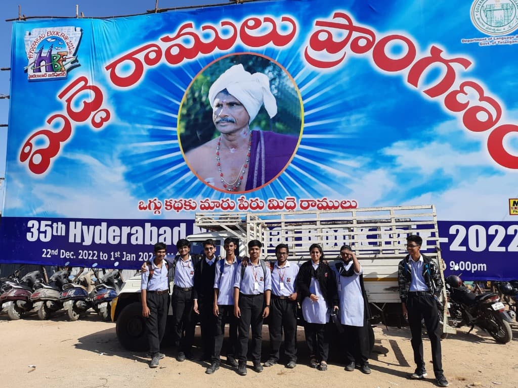 LFJC student delegation visiting the 35th Hyderabad National Book Fair at Midde Ramulu Pranganam