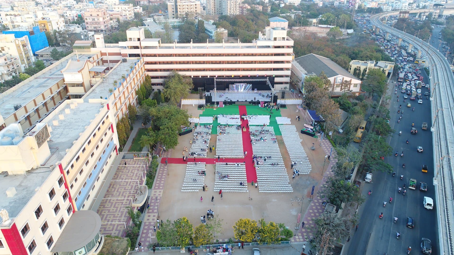 Aerial Panorama of 6-Acre Uppal Campus & Grand Stage
