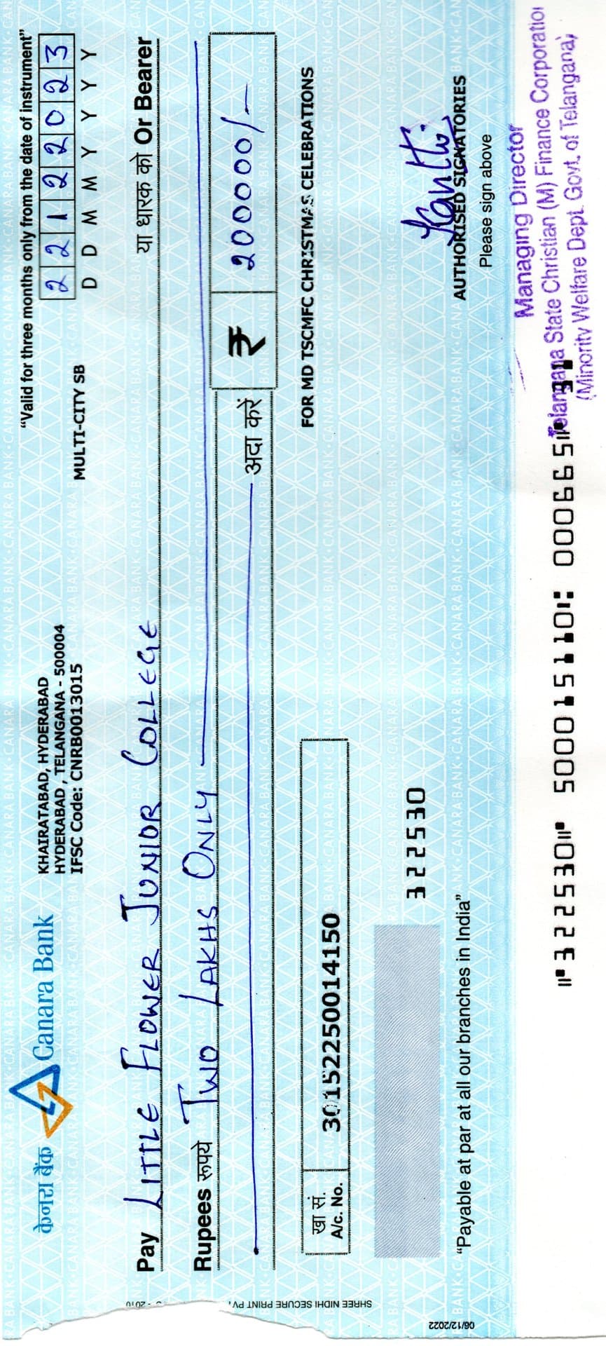 Government of Telangana Minorities Welfare Institutional Grant