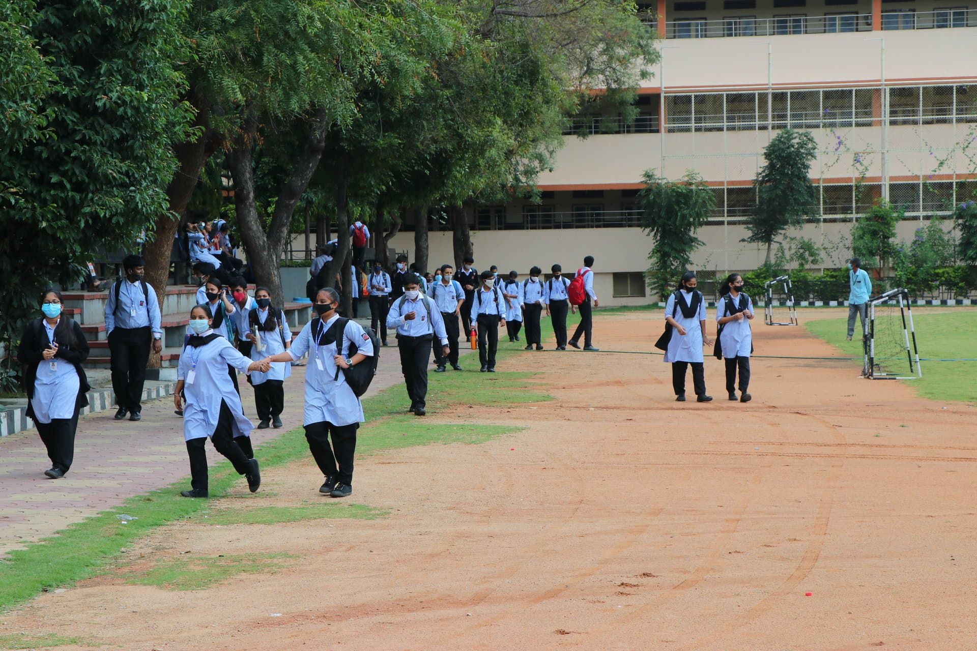 Student Body Gathering on College Grounds
