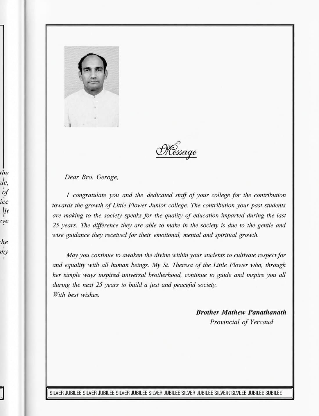 Silver Jubilee Souvenir — Faculty Roll